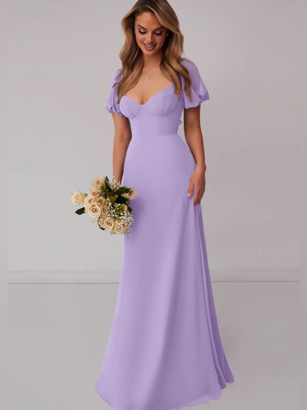 Barbie Lilac A-Line Pleated Chiffon Dress